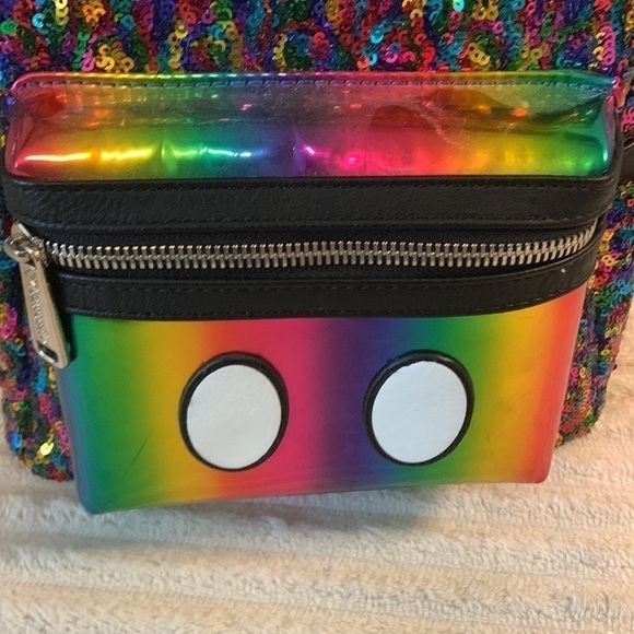 DISNEY Parks Loungefly Sequin Mickey Mouse Ears Rainbow Pride Mini Backpack New - Picture 2 of 8